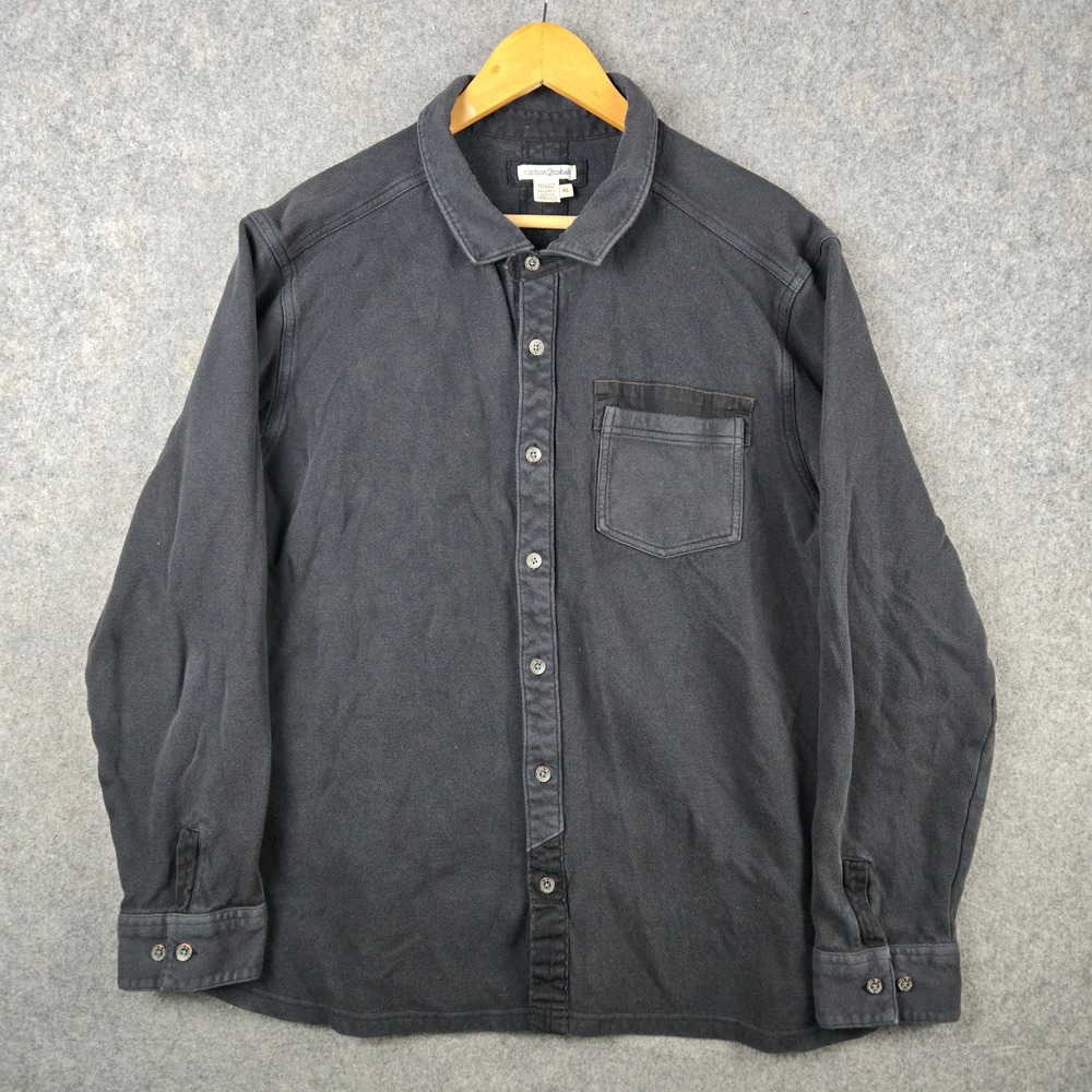 Carbon2Cobalt Shirt Mens XL Black Long Sleeve Button Up Textured Pique Workwear‎
